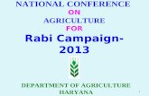 1 NATIONAL CONFERENCE ON AGRICULTURE FOR Rabi Campaign-2013 DEPARTMENT OF AGRICULTURE HARYANA.