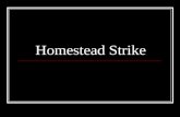 Homestead Strike. Homestead, Pennsylvania 1881 Homestead lies across the Monongahela River from the southeastern edge of Pittsburgh.