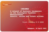 12/05/2015 CREAMED Budapest, 16 April 2015 A network of business incubators in the Euroregion Pyrenees-Mediterranean Results, review and future actions.