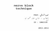Nerve block technique الطالب : مؤمن خالد محمود ابو حمره ID : 1002158 2013-2014 PROF. عمرو السويفي.