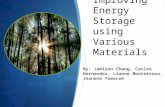 Improving Energy Storage using Various Materials By: Jamison Chang, Carlos Hernandez, Lianne Monterroso, Jeanene Tomecek.