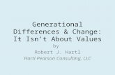 Generational Differences & Change: It Isn’t About Values by Robert J. Hartl Hartl Pearson Consulting, LLC.