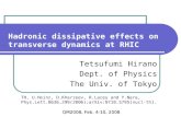 Hadronic dissipative effects on transverse dynamics at RHIC Tetsufumi Hirano Dept. of Physics The Univ. of Tokyo QM2008, Feb. 4-10, 2008 TH, U.Heinz, D.Kharzeev,