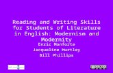 Reading and Writing Skills for Students of Literature in English: Modernism and Modernity Enric Monforte Jacqueline Hurtley Bill Phillips.