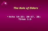 The Role of Elders u Acts 14:23; 20:17, 28; Titus 1:5.