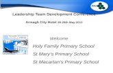 Leadership Team Development Conference Armagh City Hotel 28-29th May 2012 Welcome Holy Family Primary School St Mary’s Primary School St Macartan’s Primary.
