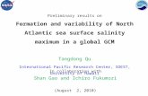 Preliminary results on Formation and variability of North Atlantic sea surface salinity maximum in a global GCM Tangdong Qu International Pacific Research.