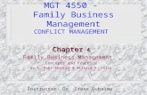 MGT 4550 - Family Business Management CONFLICT MANAGEMENT Chapter 4 Family Business Management, Concepts and Practice by A. Bakr Ibrahim & Willard H. Ellis.