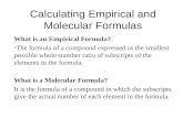 Calculating Empirical and Molecular Formulas What is an Empirical Formula? The formula of a compound expressed as the smallest possible whole-number ratio.