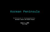 Korean Peninsula Differences & Exchangeability Between South and North Korea April 2. 2005 B.A You.