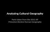 Analyzing Cultural Geography Parts taken from the 2012 AP Princeton Review Human Geography.