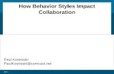 How Behavior Styles Impact Collaboration Paul Kostreski 301.371.8559 ofc APK@TecKnowledgies.com PPT 1 Paul Kostreski PaulKostreski@comcast.net.