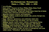 Pre-Romanticism / Romanticism Dates: c. 1780s / 1800 - c. 1850 Art of Feeling Early Artists - Francisco de Goya, William Blake, Henry Fuseli Rebelling.