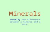 Minerals Identify the difference between a mineral and a rock.