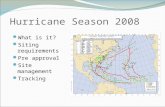 Hurricane Season 2008 What is it? Siting requirements Pre approval Site management Tracking.