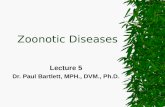 Zoonotic Diseases Lecture 5 Dr. Paul Bartlett, MPH., DVM., Ph.D.