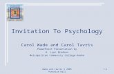 Wade and Tavris © 2005 Prentice Hall 7-1 Invitation To Psychology Carol Wade and Carol Tavris PowerPoint Presentation by H. Lynn Bradman Metropolitan Community.
