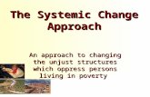 The Systemic Change Approach An approach to changing the unjust structures which oppress persons living in poverty.