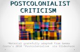POSTCOLONIALIST CRITICISM *Material gratefully adapted from Gemma Costa’s 2010 “Postcolonialism” via Slideshare.