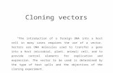 Cloning vectors “The introduction of a foreign DNA into a host cell in many cases requires the use of a vector. Vectors are DNA molecules used to transfer.