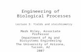 Engineering of Biological Processes Lecture 3: Yields and stoichiometry Mark Riley, Associate Professor Department of Ag and Biosystems Engineering The.