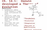 Ch. 14.1: Darwin developed a Theory of Evolution Objectives 1.Summarize ideas from Darwin’s time that influenced his work. 2.Identify some key observations.