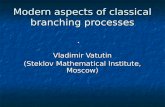 Modern aspects of classical branching processes Vladimir Vatutin (Steklov Mathematical Institute, Moscow)