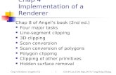 Chap 4, Renderer (Graphics-U)1CGGM Lab.,CSIE Dept.,NCTU Jung Hong Chuang Chap 4 Implementation of a Renderer Chap 8 of Angel ’ s book (2nd ed.) Four major.