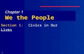 1 Chapter 1 We the People Section 1: Civics in Our Lives Civics in Our LivesCivics in Our Lives.