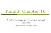 Knight: Chapter 16 A Macroscopic Description of Matter (Ideal-Gas Processes)