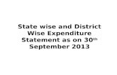 State wise and District Wise Expenditure Statement as on 30 th September 2013.