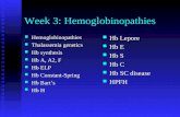 Week 3: Hemoglobinopathies Hemoglobinopathies Hemoglobinopathies Thalassemia genetics Thalassemia genetics Hb synthesis Hb synthesis Hb A, A2, F Hb A,