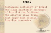 © T. M. Whitmore TODAY Portuguese settlement of Brazil The sugar plantation economies of Brazil & the Caribbean The Atlantic slave trade Post-sugar boom.