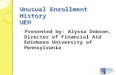 Unusual Enrollment History UEH Presented by: Alyssa Dobson, Director of Financial Aid Edinboro University of Pennsylvania.