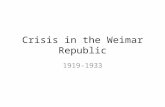 Crisis in the Weimar Republic 1919-1933. “Lost– but not forgotten land” “You must carve into your heart These words, as in a stone: What we have lost,