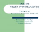 Lecture 10 Transformers, Generators, Load, Ybus Professor Tom Overbye Department of Electrical and Computer Engineering ECE 476 POWER SYSTEM ANALYSIS.