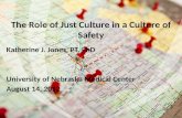 The Role of Just Culture in a Culture of Safety Katherine J. Jones, PT, PhD University of Nebraska Medical Center August 14, 2012 1.
