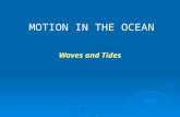 Waves and Tides MOTION IN THE OCEAN. Waves  A disturbance which moves through or over the surface of a fluid  Mostly caused by winds (Also earthquakes,