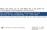 What the Hell is It and What Do I Do with It: Cataloging Challenging Collections The Stephen M. Cabrinety Collection in the History of Microcomputing,