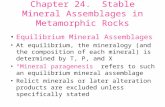 Chapter 24. Stable Mineral Assemblages in Metamorphic Rocks Equilibrium Mineral Assemblages At equilibrium, the mineralogy (and the composition of each.