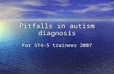 Pitfalls in autism diagnosis For ST4-5 trainees 2007.