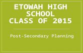 ETOWAH HIGH SCHOOL CLASS OF 2015 Post-Secondary Planning.