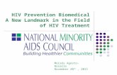 HIV Prevention Biomedical A New Landmark in the Field of HIV Treatment Moisés Agosto-Rosario November 20 th, 2011.