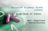 Nazareth Academy Grade School 1 st Grade Back to School Night Mrs. Angelique Hatzinikolaou.