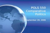 POLS 550 Comparative Politics September 28, 2006.