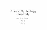 Greek Mythology Jeopardy By Nathan And Liam. Names of Gods and Goddesses Realm or Domain SymbolPersonalityBonus 100 200 300 400 500.