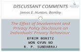 EFRIM BORITZ WON GYUN NO R. P. SUNDARRAJ The Effect of Involvement and Privacy Policy Disclosure on Individuals’ Privacy Behaviour DISCUSSANT COMMENTS.