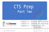 1 © 2013 InfoComm International CTS Prep Part Two Domain A – Provide AV Solutions Domain B – Operate AV Solutions Domain D – Troubleshoot AV Solutions.