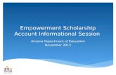 Empowerment Scholarship Account Informational Session Arizona Department of Education November 2012.