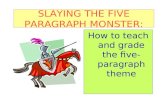 SLAYING THE FIVE PARAGRAPH MONSTER: How to teach and grade the five- paragraph theme.